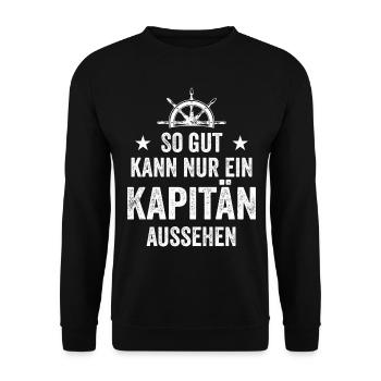 So gut kann nur ein Kapitän aussehen - Unisex Pullover - Schwarz - Vorne - Alina (178cm) & Michal (187cm)