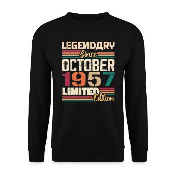 Octobre 1957 Millésime - Cadeau d’anniversaire 1957 - Sweat-shirt Unisexe - noir - Devant - Alina (178cm) & Michal (187cm)