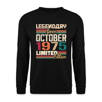 Oktober 1975 Vintage - Geburtstagsgeschenk 1975 - Unisex Pullover - Schwarz - Vorne - Alina (178cm) & Michal (187cm)