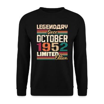 Octobre 1952 Millésime - Cadeau d’anniversaire 1952 - Sweat-shirt Unisexe - noir - Devant - Alina (178cm) & Michal (187cm)