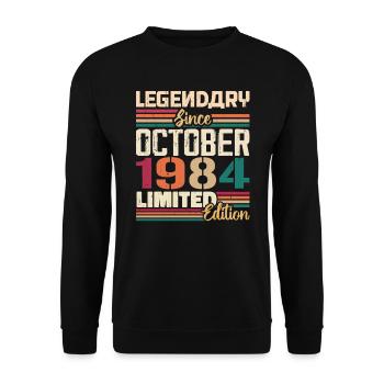Oktober 1984 Vintage - Geburtstagsgeschenk 1984 - Unisex Pullover - Schwarz - Vorne - Alina (178cm) & Michal (187cm)