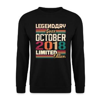 Octobre 2018 Millésime - Cadeau d’anniversaire 2018 - Sweat-shirt Unisexe - noir - Devant - Alina (178cm) & Michal (187cm)