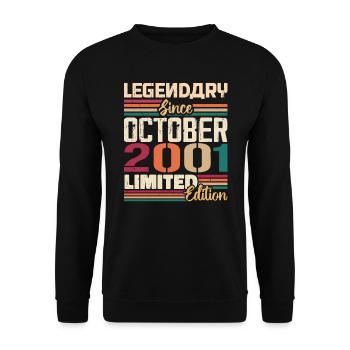 Oktober 2001 Vintage - Geburtstagsgeschenk 2001 - Unisex Pullover - Schwarz - Vorne - Alina (178cm) & Michal (187cm)