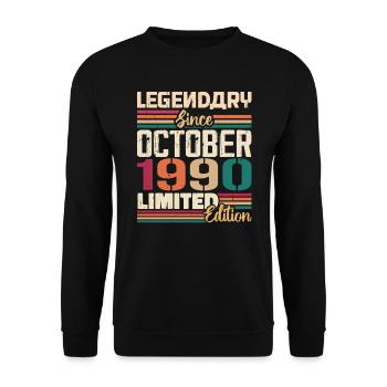 Oktober 1990 Vintage - Geburtstagsgeschenk 1990 - Unisex Pullover - Schwarz - Vorne - Alina (178cm) & Michal (187cm)