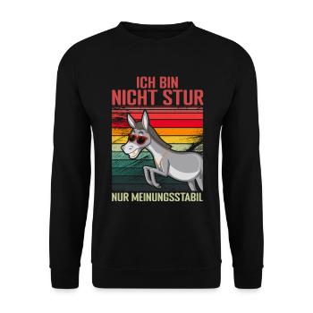 Ich Bin Nicht Stur Nur Meinungsstabil - Unisex Pullover - Schwarz - Vorne - Alina (178cm) & Michal (187cm)