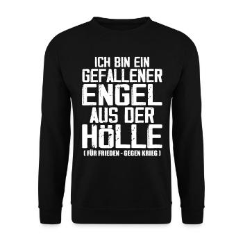 Gefallener Engel aus der Hölle - Unisex Pullover - Schwarz - Vorne - Alina (178cm) & Michal (187cm)