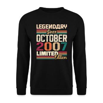 Oktober 2007 Vintage - Geburtstagsgeschenk 2007 - Unisex Pullover - Schwarz - Vorne - Alina (178cm) & Michal (187cm)