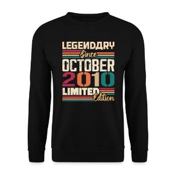 Octobre 2010 Millésime - Cadeau d’anniversaire 2010 - Sweat-shirt Unisexe - noir - Devant - Alina (178cm) & Michal (187cm)