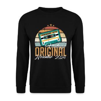 Born In November 2024 Retro - Unisex Sweatshirt - black - Front - Alina (178cm) & Michal (187cm)