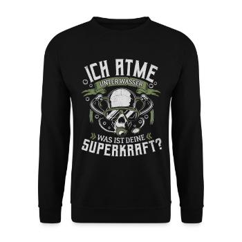 ICH ATME UNTER WASSER SUPERKRAFT TAUCHEN TAUCHER - Unisex Pullover - Schwarz - Vorne - Alina (178cm) & Michal (187cm)
