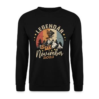 Legendär Seit November 2023 - 2023 - Unisex Pullover - Schwarz - Vorne - Alina (178cm) & Michal (187cm)