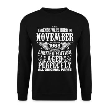 Legendary since November 1968 - 1968 November - Unisex Sweatshirt - black - Front - Alina (178cm) & Michal (187cm)