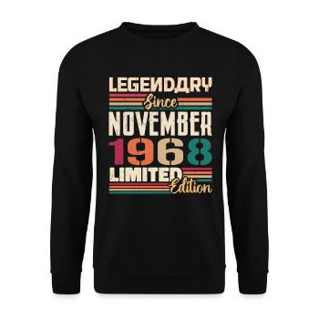 Légendaire depuis novembre 1968 - Cadeau 1968 - Sweat-shirt Unisexe - noir - Devant - Alina (178cm) & Michal (187cm)