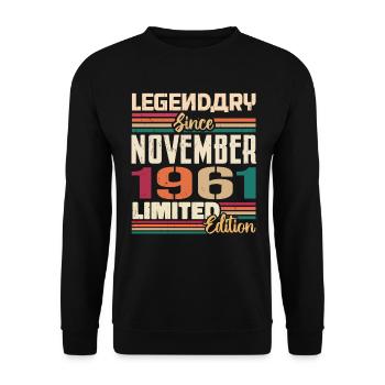 Légendaire depuis novembre 1961 - Cadeau 1961 - Sweat-shirt Unisexe - noir - Devant - Alina (178cm) & Michal (187cm)