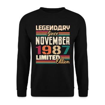 Legendary since November 1987 - Gift 1987 - Unisex Sweatshirt - black - Front - Alina (178cm) & Michal (187cm)