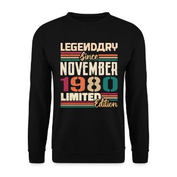 Legendary since November 1980 - Gift 1980 - Unisex Sweatshirt - black - Front - Alina (178cm) & Michal (187cm)