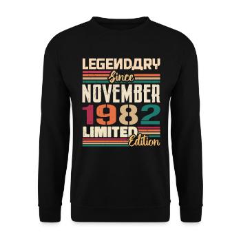 Legendary since November 1982 - Gift 1982 - Unisex Sweatshirt - black - Front - Alina (178cm) & Michal (187cm)