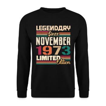 Legendary since November 1973 - Gift 1973 - Unisex Sweatshirt - black - Front - Alina (178cm) & Michal (187cm)