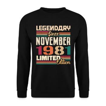 Légendaire depuis novembre 1981 - Cadeau 1981 - Sweat-shirt Unisexe - noir - Devant - Alina (178cm) & Michal (187cm)