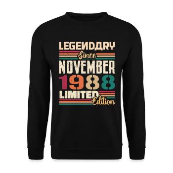 Legendary since November 1988 - Gift 1988 - Unisex Sweatshirt - black - Front - Alina (178cm) & Michal (187cm)