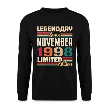 Légendaire depuis novembre 1998 - Cadeau 1998 - Sweat-shirt Unisexe - noir - Devant - Alina (178cm) & Michal (187cm)
