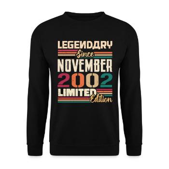 Legendary since November 2002 - Gift 2002 - Unisex Sweatshirt - black - Front - Alina (178cm) & Michal (187cm)