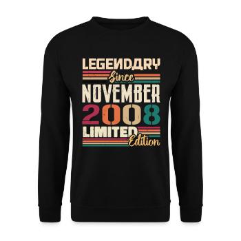 Legendary since November 2008 - Gift 2008 - Unisex Sweatshirt - black - Front - Alina (178cm) & Michal (187cm)