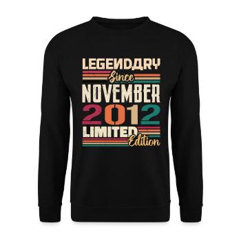 Legendary since November 2012 - Gift 2012 - Unisex Sweatshirt - black - Front - Alina (178cm) & Michal (187cm)