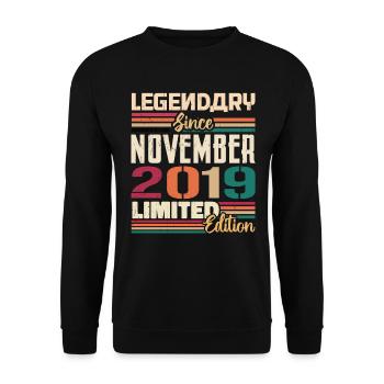 Legendary since November 2019 - Gift 2019 - Unisex Sweatshirt - black - Front - Alina (178cm) & Michal (187cm)