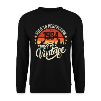 1984 Vintage - Geburtstagsgeschenk 1984 Retro 1984 - Unisex Pullover - Schwarz - Vorne - Alina (178cm) & Michal (187cm)