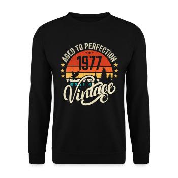 1977 Vintage - Geburtstagsgeschenk 1977 Retro 1977 - Unisex Pullover - Schwarz - Vorne - Alina (178cm) & Michal (187cm)