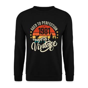 1981 Vintage - Geburtstagsgeschenk 1981 Retro 1981 - Unisex Pullover - Schwarz - Vorne - Alina (178cm) & Michal (187cm)