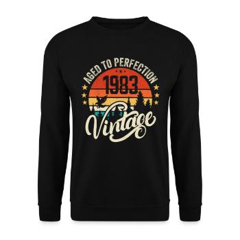 1983 Vintage - Geburtstagsgeschenk 1983 Retro 1983 - Unisex Pullover - Schwarz - Vorne - Alina (178cm) & Michal (187cm)