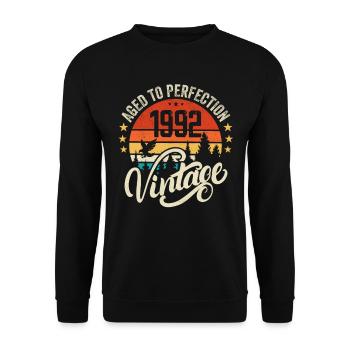 1992 Vintage - Geburtstagsgeschenk 1992 Retro 1992 - Unisex Pullover - Schwarz - Vorne - Alina (178cm) & Michal (187cm)