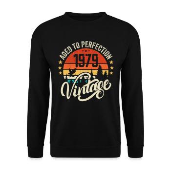 1979 Vintage - Geburtstagsgeschenk 1979 Retro 1979 - Unisex Pullover - Schwarz - Vorne - Alina (178cm) & Michal (187cm)