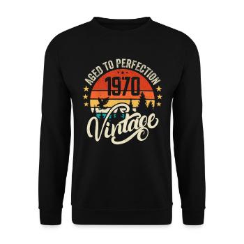 1970's Vintage - Birthday Gift 1970's Retro 1970's - Unisex Sweatshirt - black - Front - Alina (178cm) & Michal (187cm)