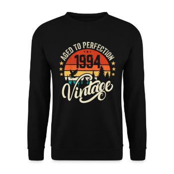 1994 Vintage - Geburtstagsgeschenk 1994 Retro 1994 - Unisex Pullover - Schwarz - Vorne - Alina (178cm) & Michal (187cm)