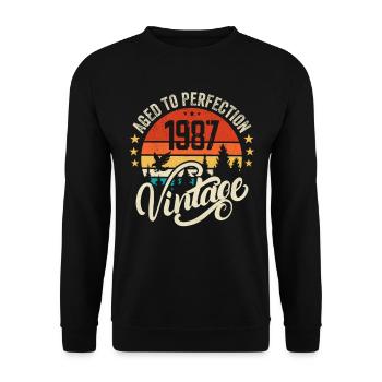 1987 Vintage - Cadeau d’anniversaire 1987 Retro 1987 - Sweat-shirt Unisexe - noir - Devant - Alina (178cm) & Michal (187cm)