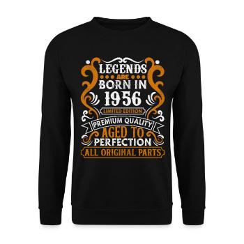 Legends are Born In 1956 Geburtstagsgeschenk -1956 - Unisex Pullover - Schwarz - Vorne - Alina (178cm) & Michal (187cm)