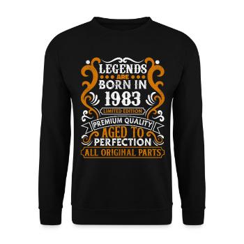 Legends Are Born In 1983 Geburtstagsgeschenk -1983 - Unisex Pullover - Schwarz - Vorne - Alina (178cm) & Michal (187cm)