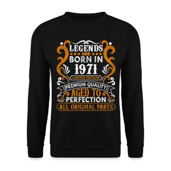 Legends Are Born In 1971 Geburtstagsgeschenk -1971 - Unisex Pullover - Schwarz - Vorne - Alina (178cm) & Michal (187cm)