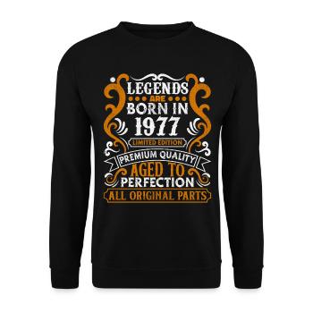 Legends Are Born In 1977 Geburtstagsgeschenk -1977 - Unisex Pullover - Schwarz - Vorne - Alina (178cm) & Michal (187cm)