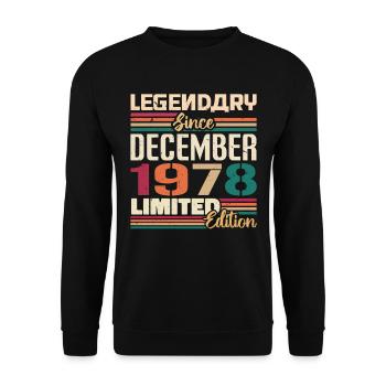 Légendaire depuis décembre 1978 Millésime décembre 1978 - Sweat-shirt Unisexe - noir - Devant - Alina (178cm) & Michal (187cm)