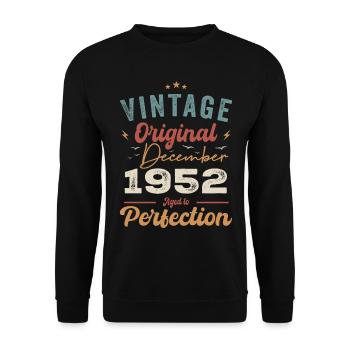 Vintage Geburtstag - Dezember 1952 - Geschenkidee - Unisex Pullover - Schwarz - Vorne - Alina (178cm) & Michal (187cm)