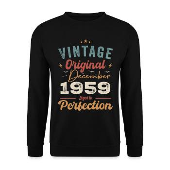 Vintage Geburtstag - Dezember 1959 - Geschenkidee - Unisex Pullover - Schwarz - Vorne - Alina (178cm) & Michal (187cm)