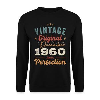 Vintage Geburtstag - Dezember 1960 - Geschenkidee - Unisex Pullover - Schwarz - Vorne - Alina (178cm) & Michal (187cm)