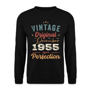 Vintage Geburtstag - Dezember 1955 - Geschenkidee - Unisex Pullover - Schwarz - Vorne - Alina (178cm) & Michal (187cm)