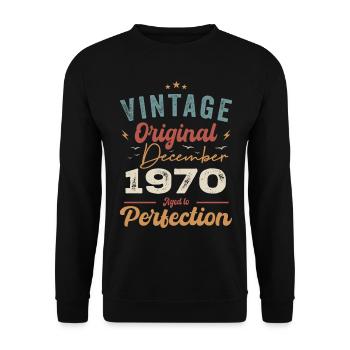 Vintage Geburtstag - Dezember 1970 - Geschenkidee - Unisex Pullover - Schwarz - Vorne - Alina (178cm) & Michal (187cm)