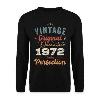 Vintage Geburtstag - Dezember 1972 - Geschenkidee - Unisex Pullover - Schwarz - Vorne - Alina (178cm) & Michal (187cm)