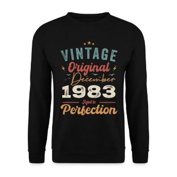 Vintage Geburtstag - Dezember 1983 - Geschenkidee - Unisex Pullover - Schwarz - Vorne - Alina (178cm) & Michal (187cm)
